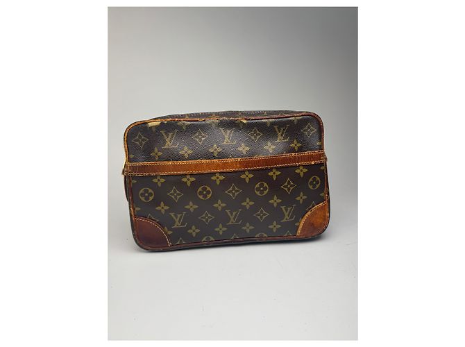 Clutch in pelle monogramma Louis Vuitton vintage marrone - vista 5