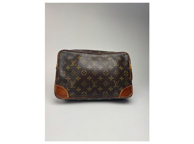 Clutch in pelle monogramma Louis Vuitton vintage marrone - vista 6