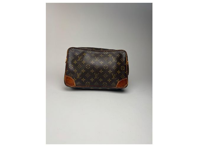 Clutch in pelle monogramma Louis Vuitton vintage marrone - vista 7