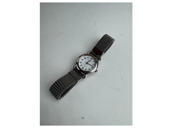 Vintage Courreges Metall Quarz Uhr Silber - Ansicht 10