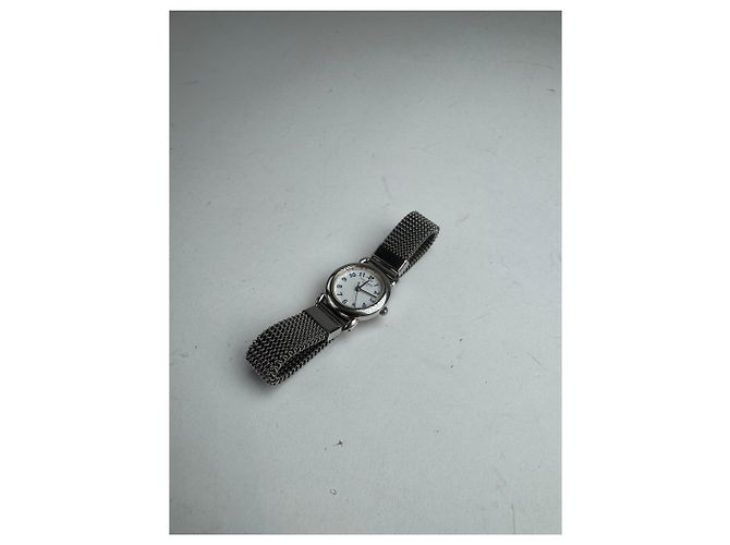 Vintage Courreges Metall Quarz Uhr Silber - Ansicht 2