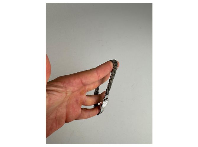 Vintage Courreges Metall Quarz Uhr Silber - Ansicht 4