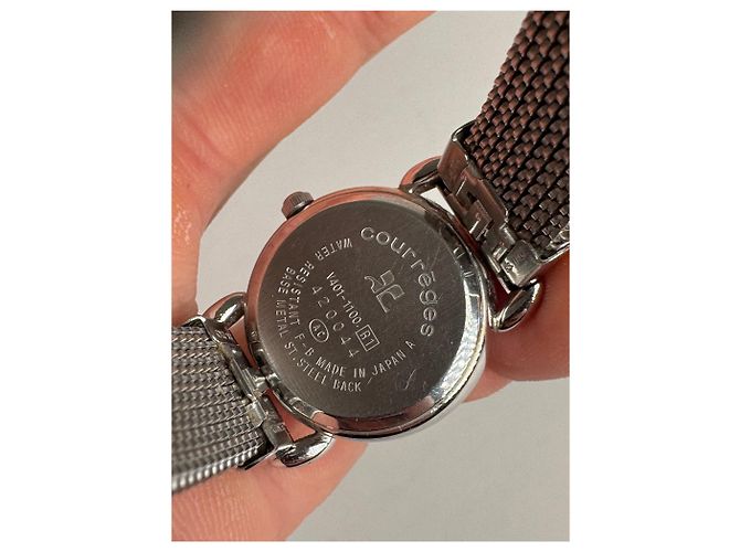 Vintage Courreges Metall Quarz Uhr Silber - Ansicht 8