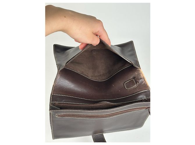 Clutch in pelle marrone Loewe Madrid vintage - vista 10