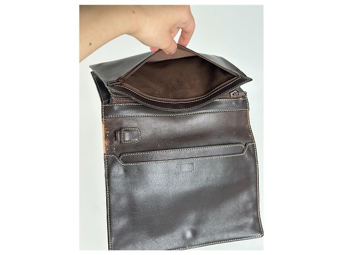 Clutch in pelle marrone Loewe Madrid vintage - vista 11