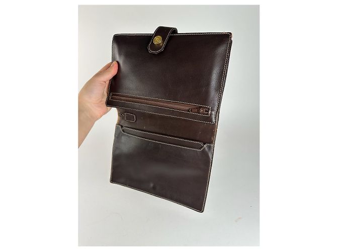 Clutch in pelle marrone Loewe Madrid vintage - vista 4