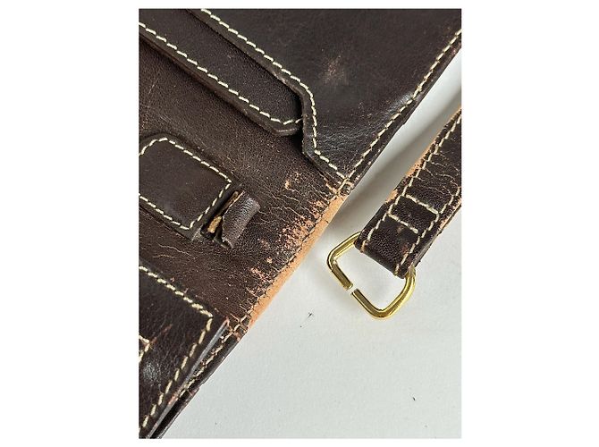 Clutch in pelle marrone Loewe Madrid vintage - vista 7