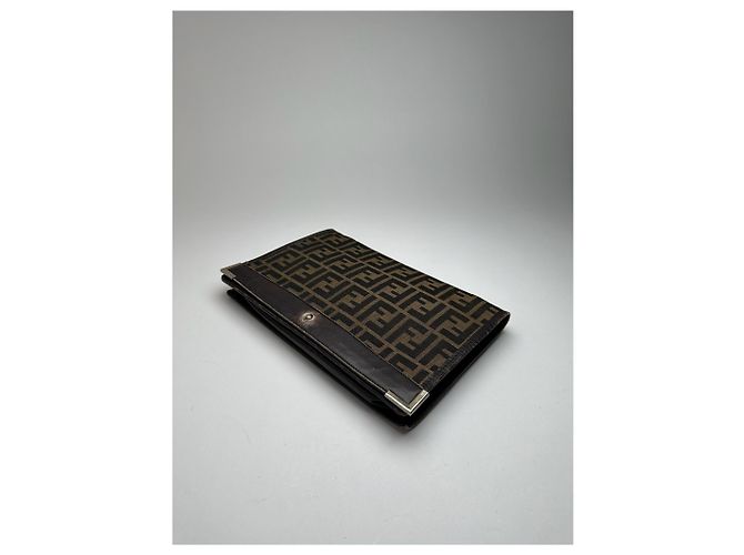 Clutch Monogramma Vintage Fendi Roma Marrone - vista 11