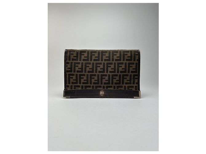 Clutch Monogramma Vintage Fendi Roma Marrone - vista 2