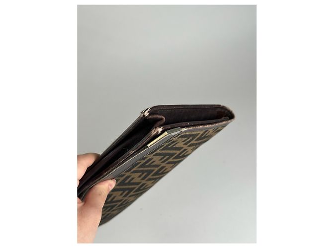 Clutch Monogramma Vintage Fendi Roma Marrone - vista 6