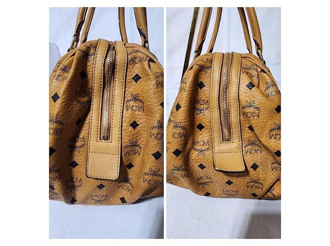 Bolso Boston MCM Visetos Marrón Coñac - vista 7