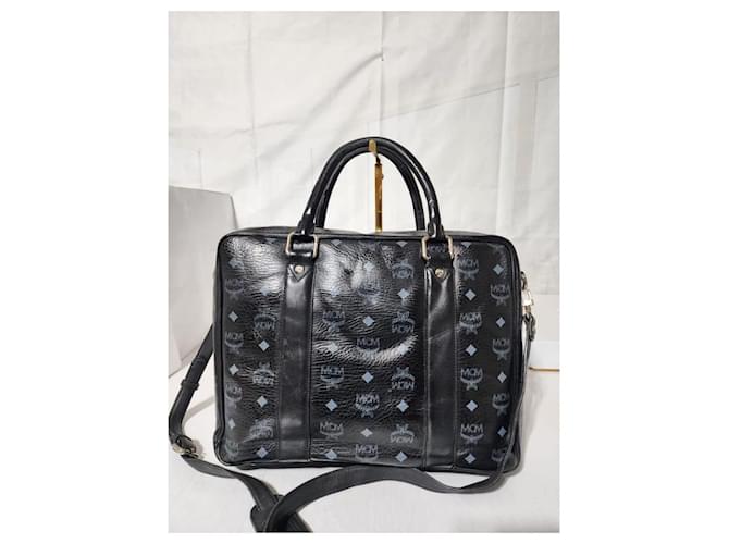 MCM Visetos Briefcase/Borsa per Laptop Nera Nero Grigio - vista 4