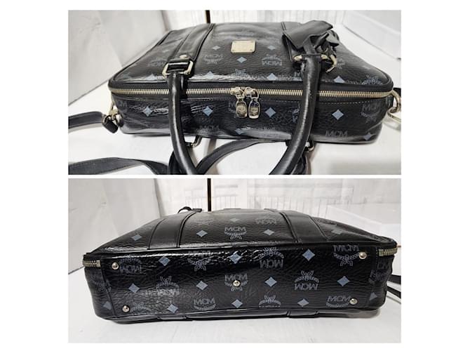 MCM Visetos Briefcase/Borsa per Laptop Nera Nero Grigio - vista 9