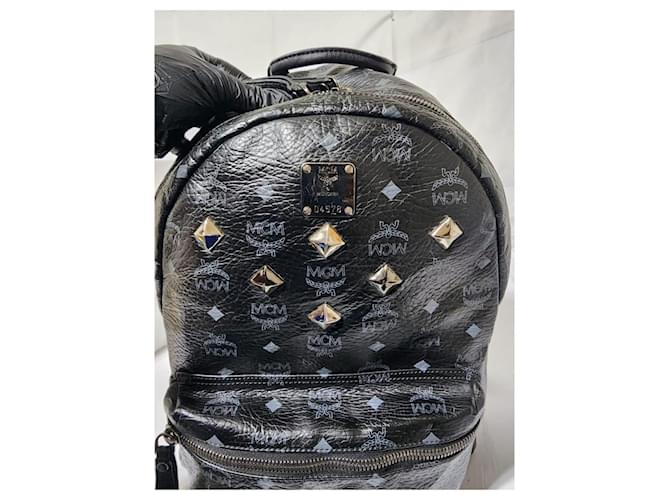 MCM Visetos Medium Sprinkle Stud Zaino Stark Nero Grigio - vista 10