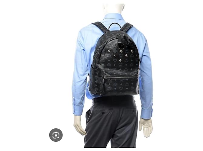 MCM Visetos Medium Sprinkle Stud Zaino Stark Nero Grigio - vista 3