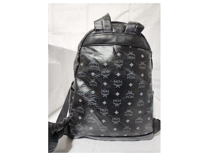 MCM Visetos Medium Sprinkle Stud Zaino Stark Nero Grigio - vista 4