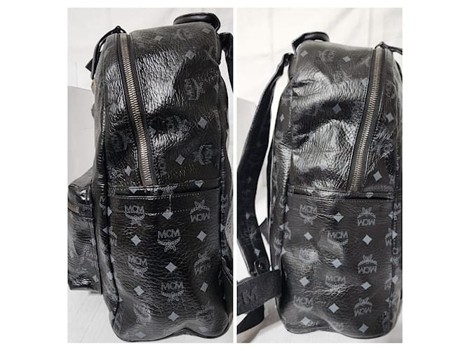 MCM Visetos Medium Sprinkle Stud Zaino Stark Nero Grigio - vista 6