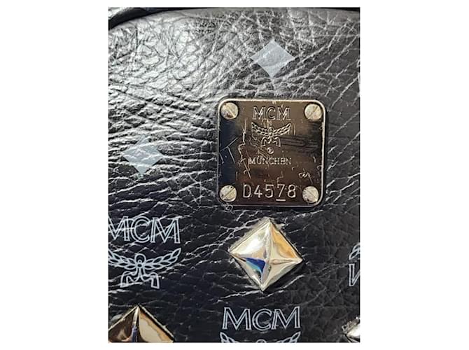 MCM Visetos Medium Sprinkle Stud Zaino Stark Nero Grigio - vista 7