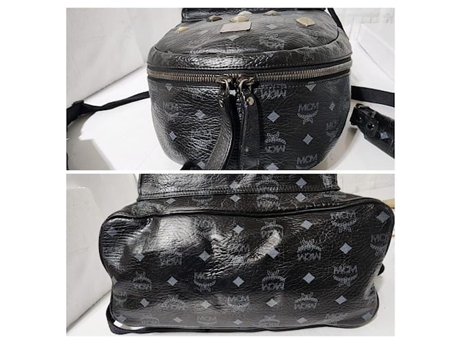 MCM Visetos Medium Sprinkle Stud Zaino Stark Nero Grigio - vista 8