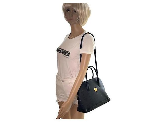 Borsa a tracolla in nylon dome Visestos MCM nera Nero - vista 3