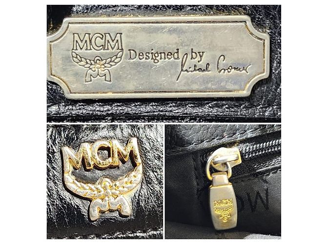 MCM Vintage Leder Umhängetasche mit Klappe in Schwarz - Ansicht 11
