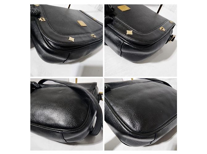 MCM Vintage Leder Umhängetasche mit Klappe in Schwarz - Ansicht 12