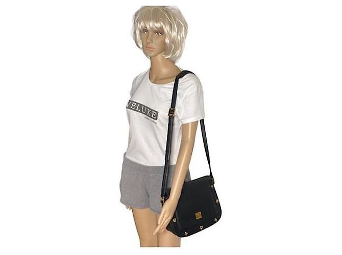 MCM Vintage Leder Umhängetasche mit Klappe in Schwarz - Ansicht 3