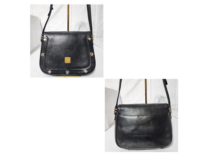 MCM Vintage Leder Umhängetasche mit Klappe in Schwarz - Ansicht 5