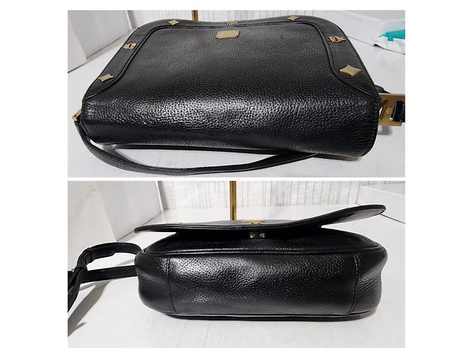 MCM Vintage Leder Umhängetasche mit Klappe in Schwarz - Ansicht 7