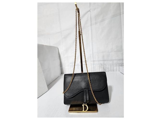 PORTAFOGLIO IN PELLE DI VITELLO GRAIN NERO CON CATENA CHRISTIAN DIOR - vista 11