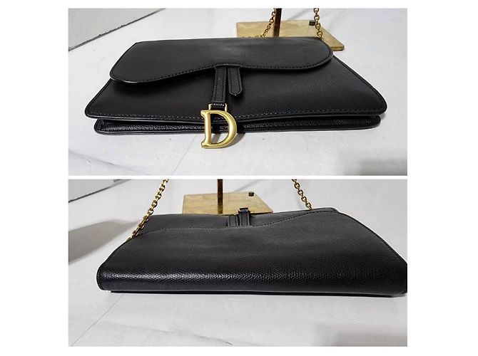 PORTAFOGLIO IN PELLE DI VITELLO GRAIN NERO CON CATENA CHRISTIAN DIOR - vista 7