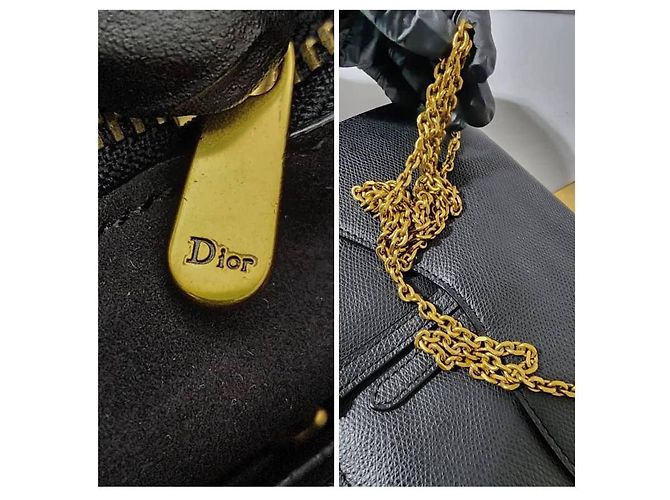 PORTAFOGLIO IN PELLE DI VITELLO GRAIN NERO CON CATENA CHRISTIAN DIOR - vista 8