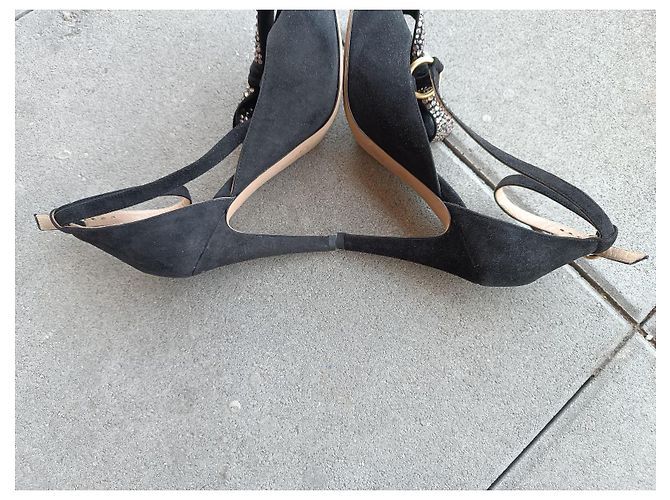 Décolleté Chloé in pelle nera con fiocchi strass Nero - vista 6