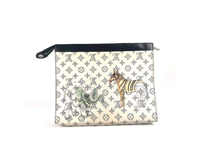 Borsa Pochette Voyage GM Louis Vuitton Monogram Savannah Chapman Brothers Bianco Blu navy - vista 2