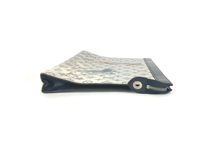 Borsa Pochette Voyage GM Louis Vuitton Monogram Savannah Chapman Brothers Bianco Blu navy - vista 4