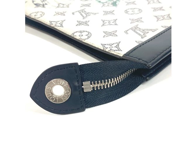 Borsa Pochette Voyage GM Louis Vuitton Monogram Savannah Chapman Brothers Bianco Blu navy - vista 5