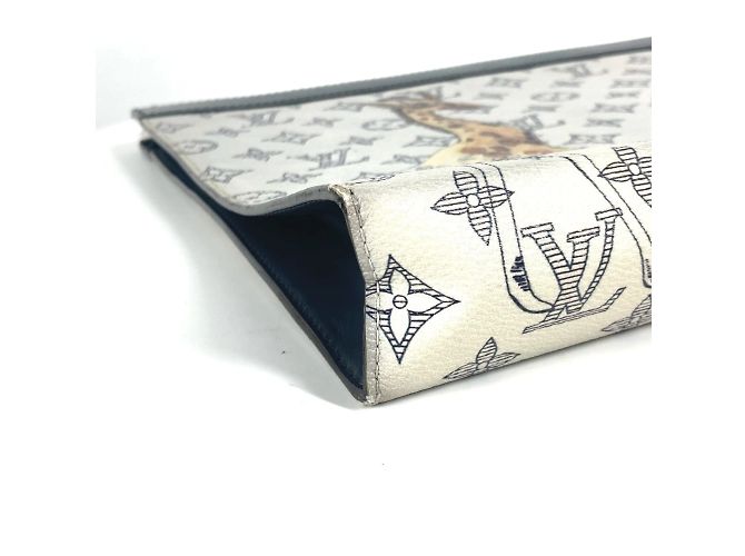 Borsa Pochette Voyage GM Louis Vuitton Monogram Savannah Chapman Brothers Bianco Blu navy - vista 7