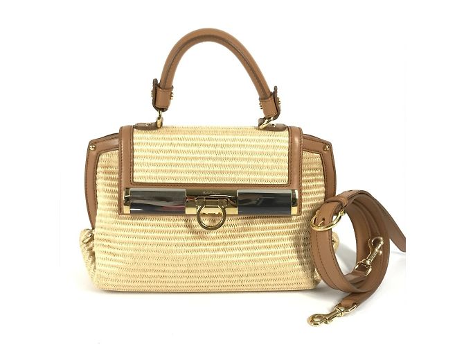 Borsa 2WAY Sofia con logo Gancini di Salvatore Ferragamo Beige - vista 18