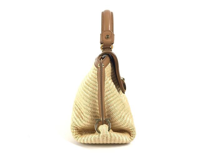 Borsa 2WAY Sofia con logo Gancini di Salvatore Ferragamo Beige - vista 2