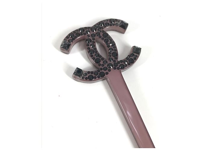 Pettine per capelli Kanzashi in pietra Coco Mark CC di Chanel Nero Porpora - vista 2