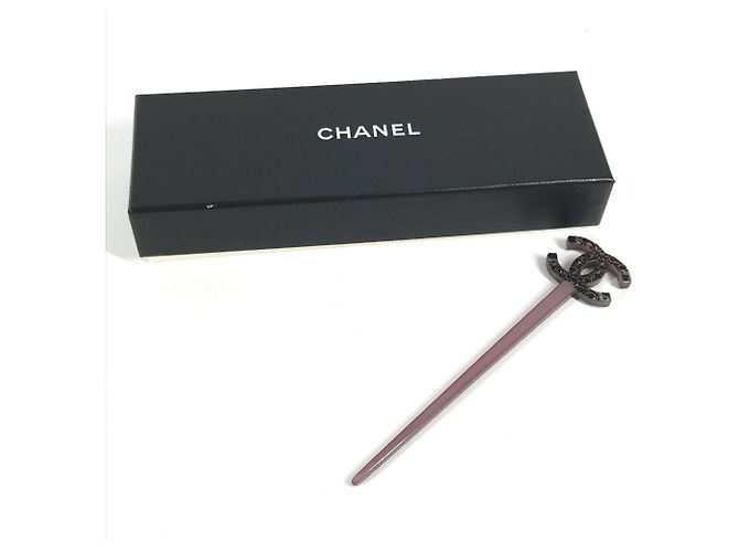 Pettine per capelli Kanzashi in pietra Coco Mark CC di Chanel Nero Porpora - vista 9