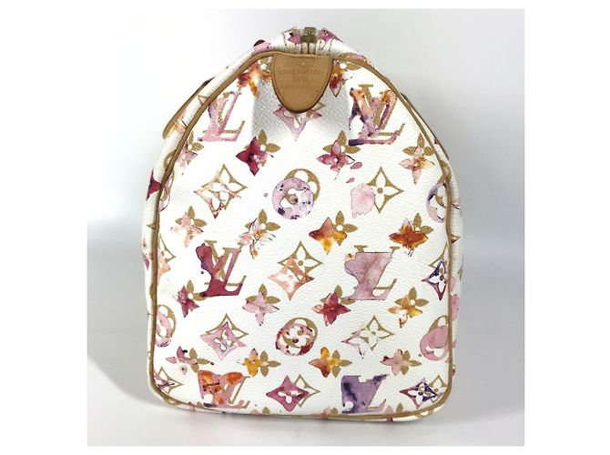 Borsa Boston Mini Speedy 30 VVN Monogramma Acquerello Louis Vuitton Rosa Bianco - vista 3