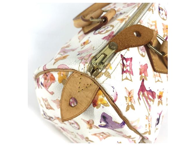Borsa Boston Mini Speedy 30 VVN Monogramma Acquerello Louis Vuitton Rosa Bianco - vista 7