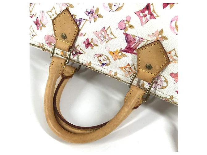 Borsa Boston Mini Speedy 30 VVN Monogramma Acquerello Louis Vuitton Rosa Bianco - vista 9