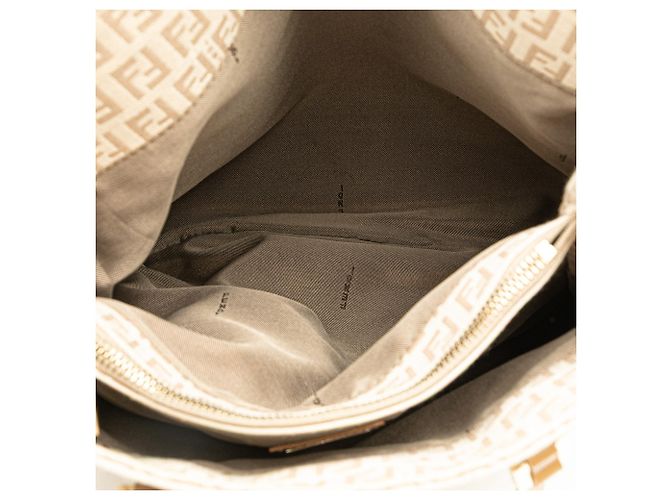 Fendi Braune Zucchino Canvas Tasche Beige - Ansicht 4