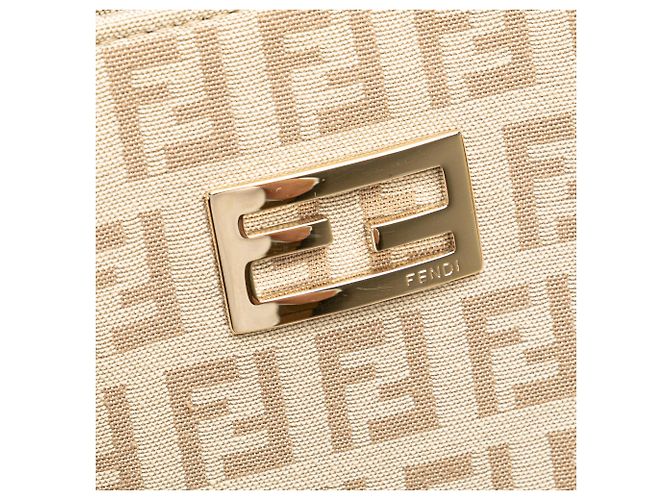 Fendi Braune Zucchino Canvas Tasche Beige - Ansicht 8