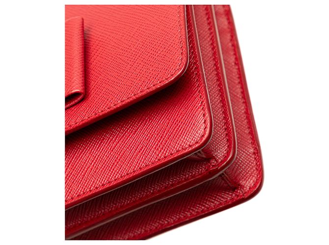 Portafoglio Prada Red Saffiano Lux Bow con tracolla Rosso - vista 10