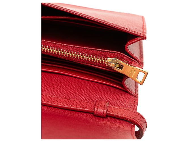 Portafoglio Prada Red Saffiano Lux Bow con tracolla Rosso - vista 14