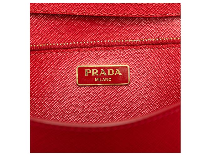 Portafoglio Prada Red Saffiano Lux Bow con tracolla Rosso - vista 6
