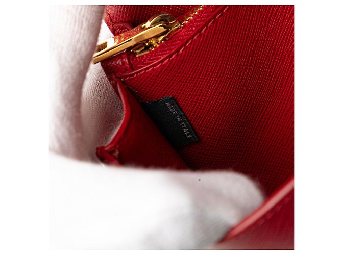 Portafoglio Prada Red Saffiano Lux Bow con tracolla Rosso - vista 7